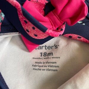 Carter's Pink Strawberries and Navy Baby Swimsuit